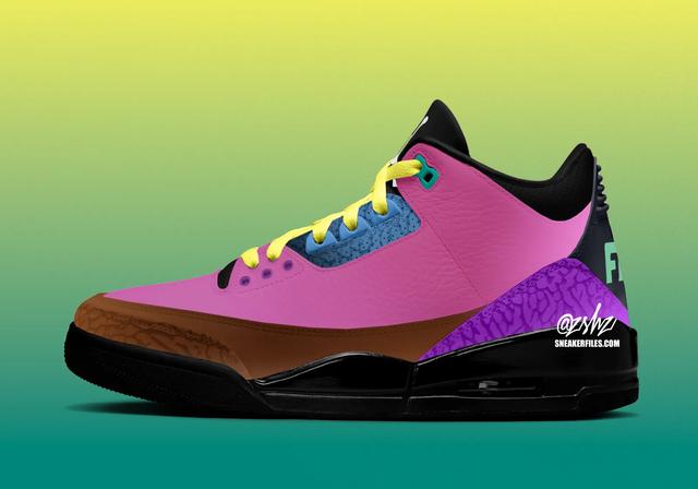 Free The Youth x Air Jordan 3 Retro SP "Pink Prime & Clear Jade" Black/Black/Pink Prime/Clear Jade