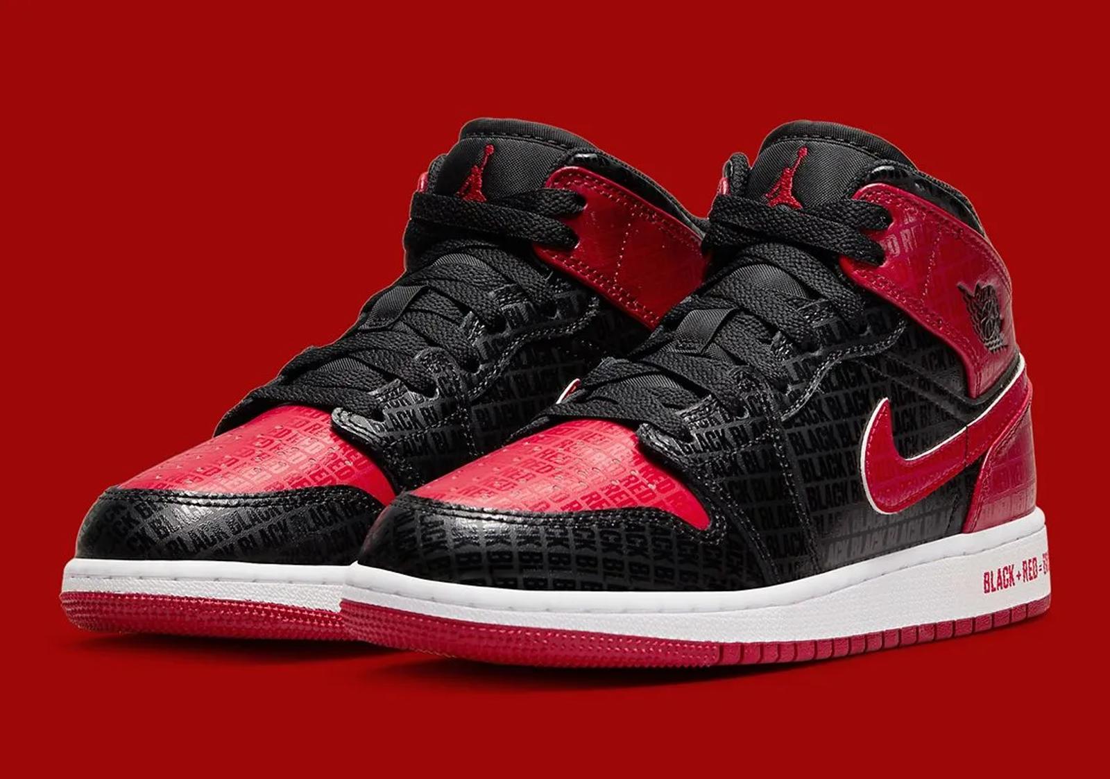 Air Jordan 1 Mid GS Bred Black + Red