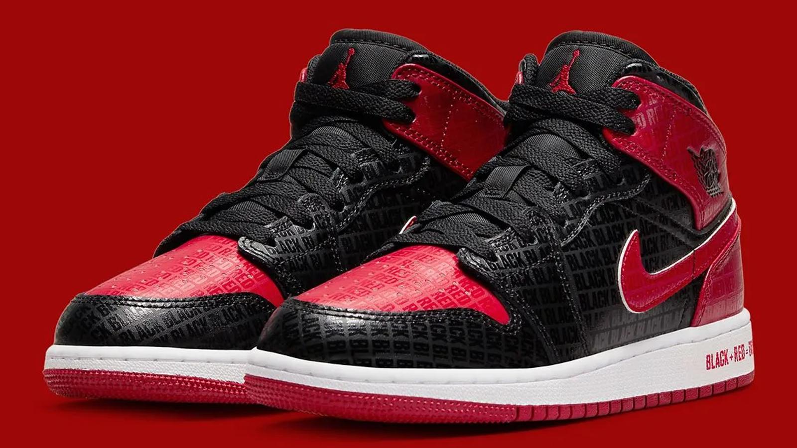 Air Jordan 1 Mid GS Bred Black + Red
