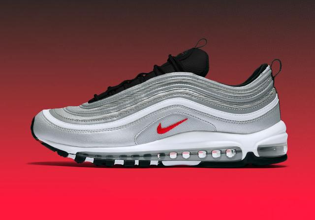 Nike Air Max 97 OG "Silver Bullet (Black Tongue)" Metallic Silver/University Red/Black/White