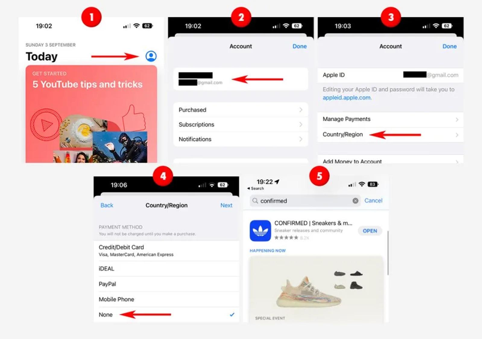 Cum să schimbi regiunea Apple ID pentru a putea să descarci Adidas Confirmed în România