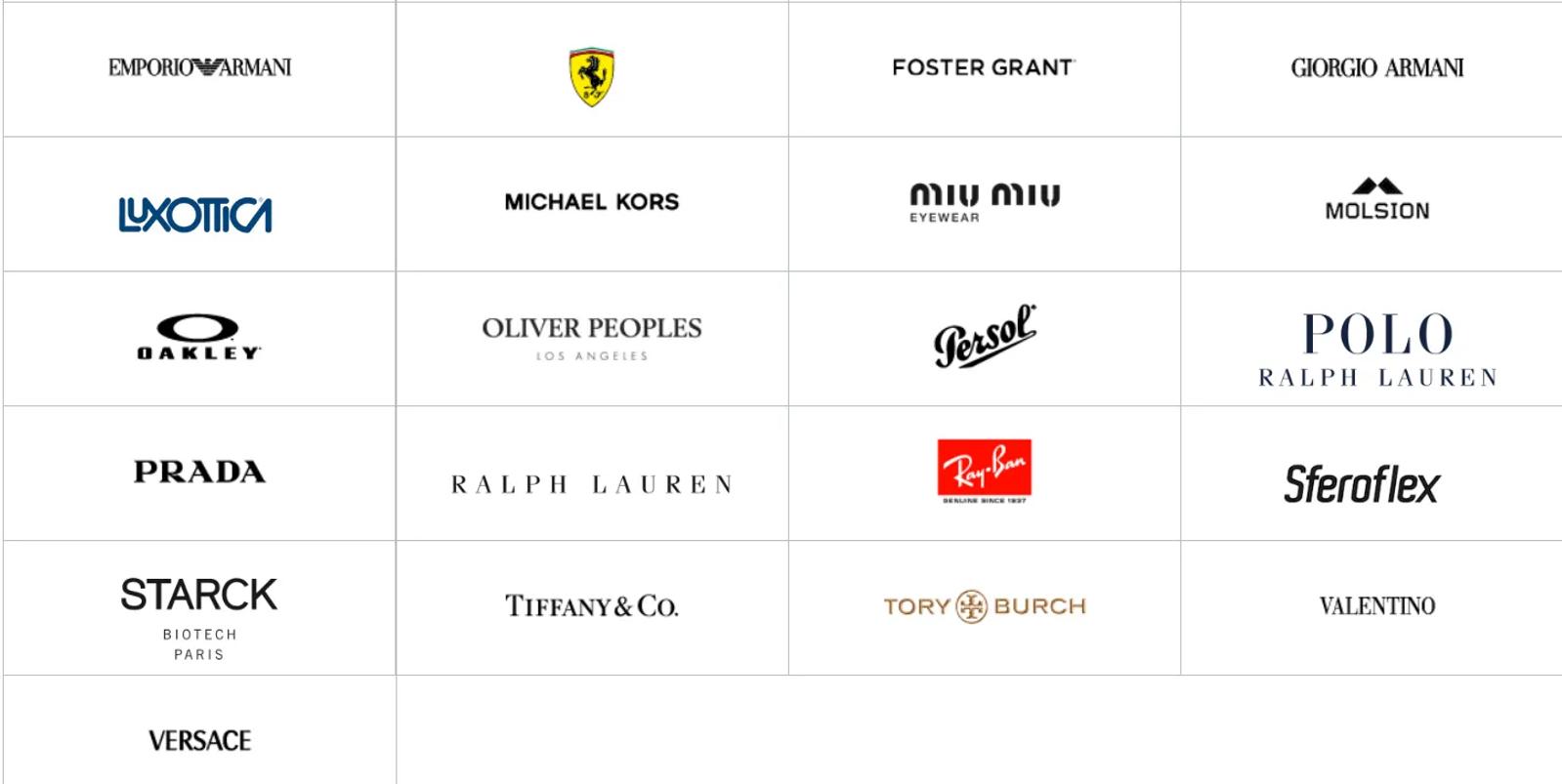 Câteva dintre brandurile celebre din portfolio-ul EssilorLuxottica