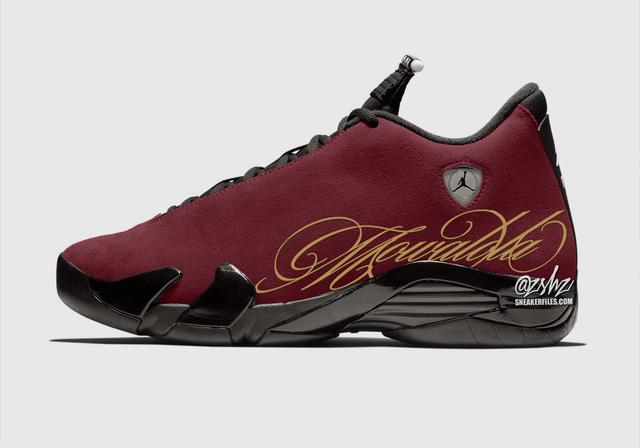 MOWALOLA x Air Jordan 14 Retro SP "Burnt Red" Black/Burnt Red/Metallic Gold