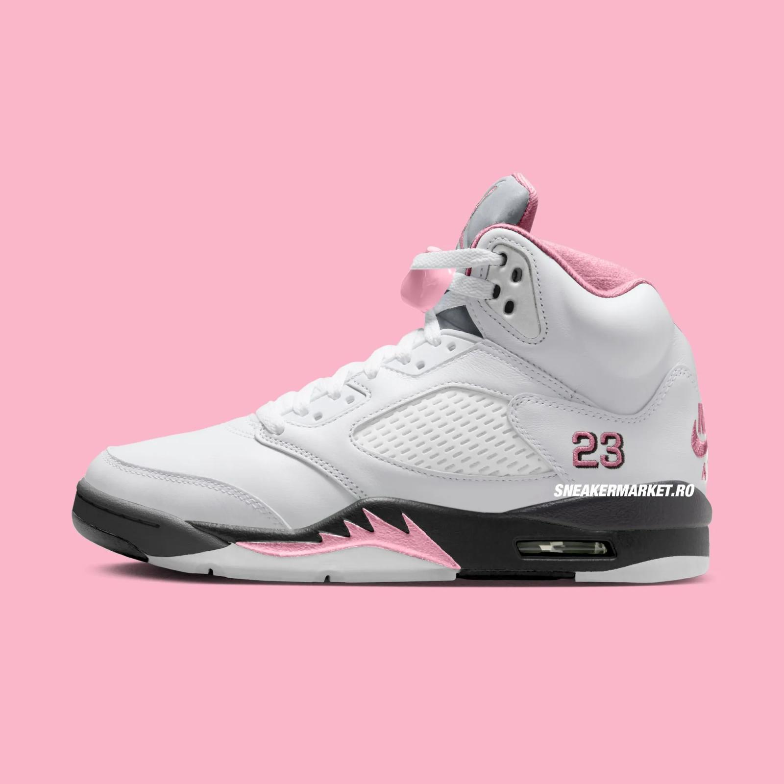 Air Jordan 5 Retro White Medium Soft Pink Black HQ7978-102 Release Date