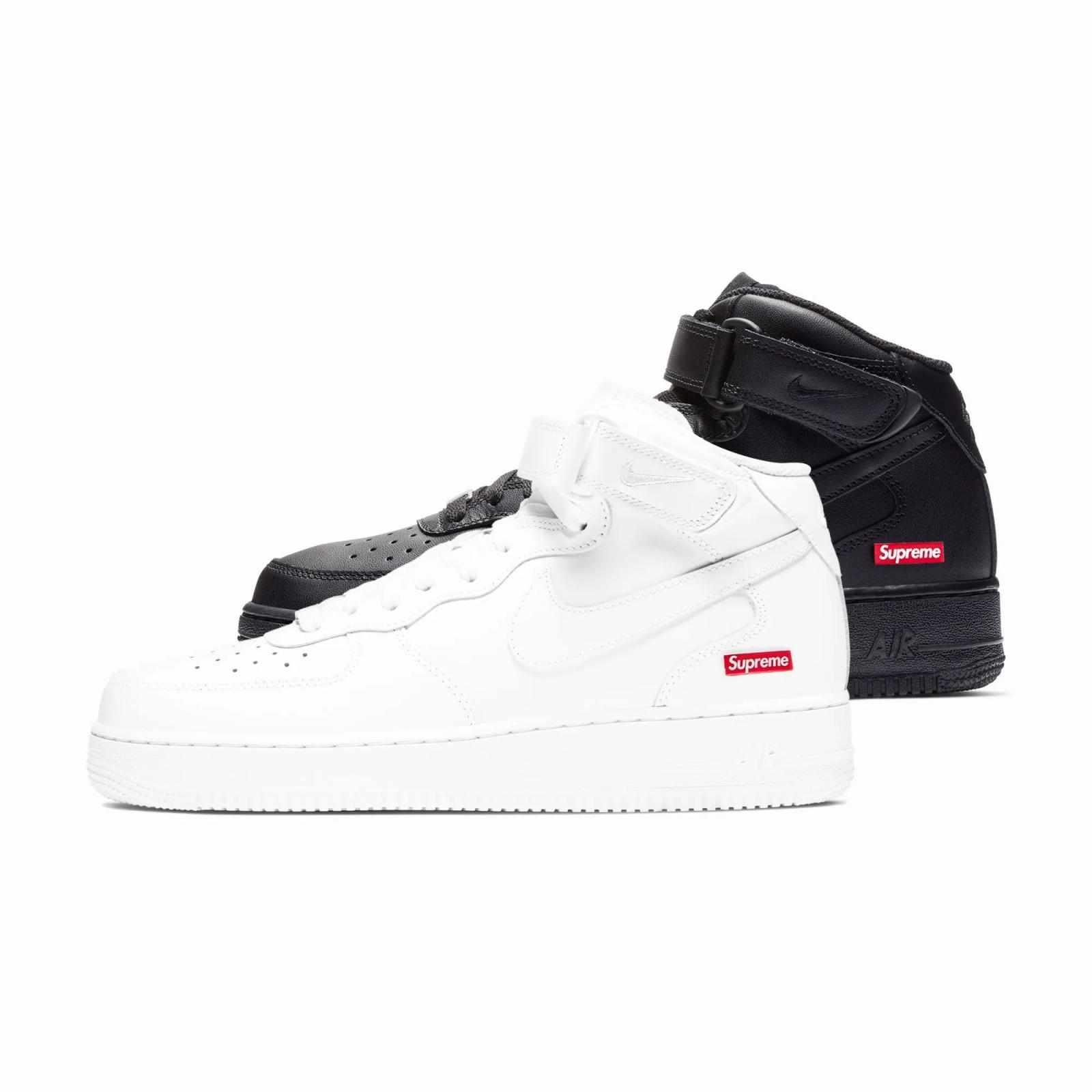 Supreme x Nike Air Force 1 Mid White Black FZ8784-001 FZ8784-100