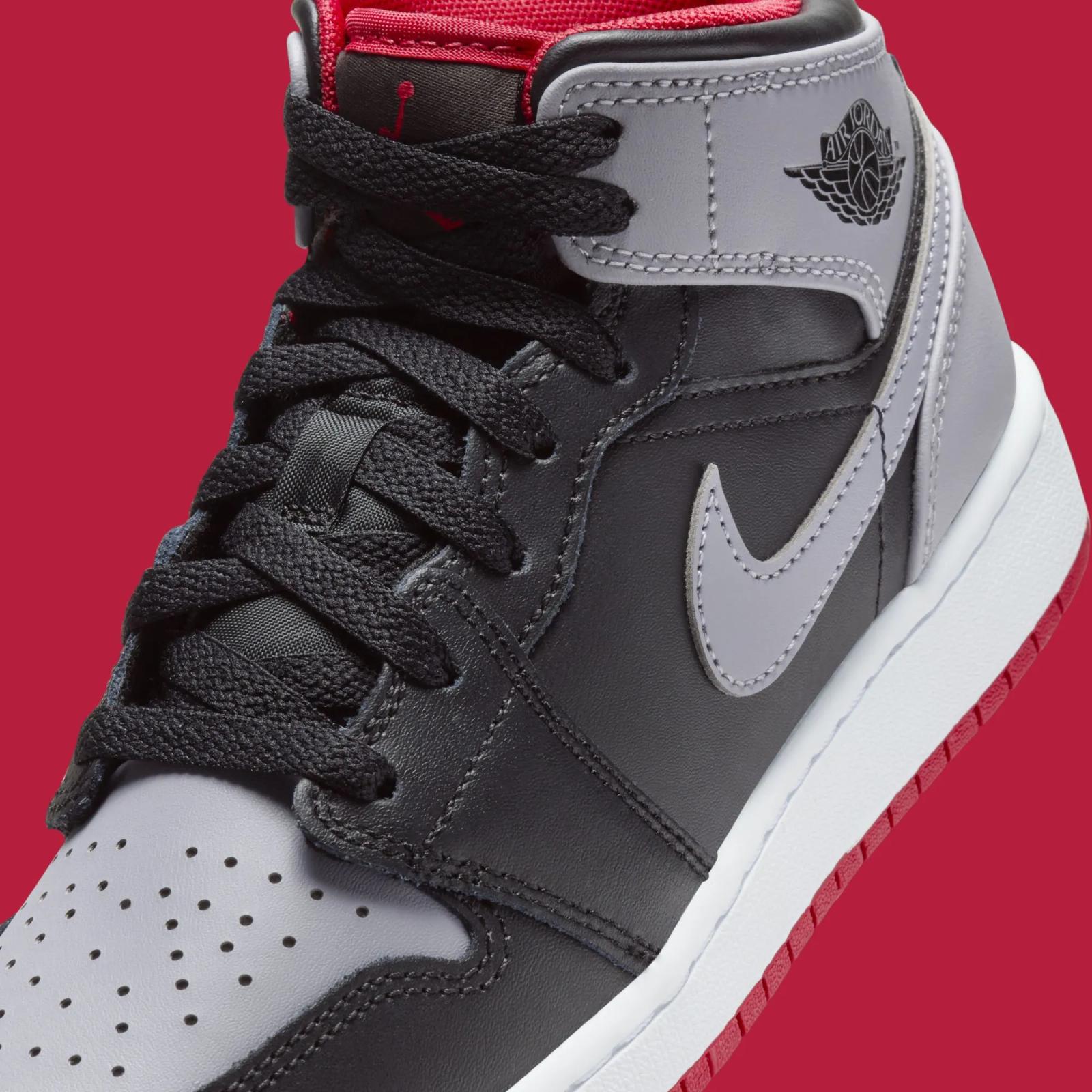 Air Jordan 1 Mid GS Black Grey Red
