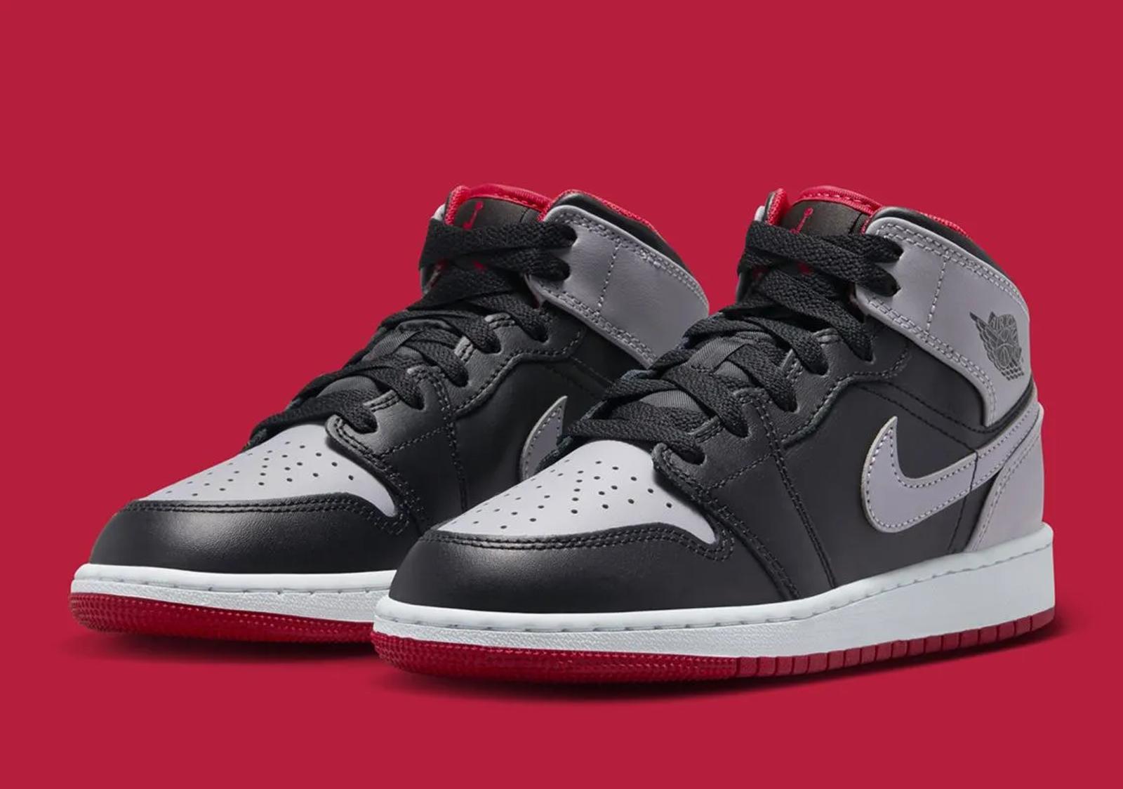Air Jordan 1 Mid Black Grey Red
