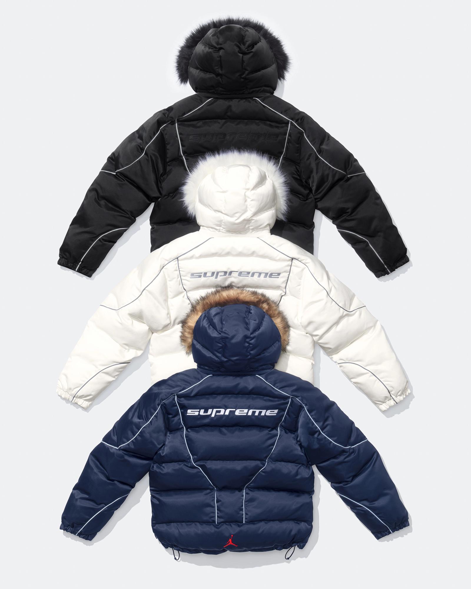 Supreme x Air Jordan Puffer Jacket Black HF0828-010 Sail HF0828-113 Midnight Navy HF0828-410