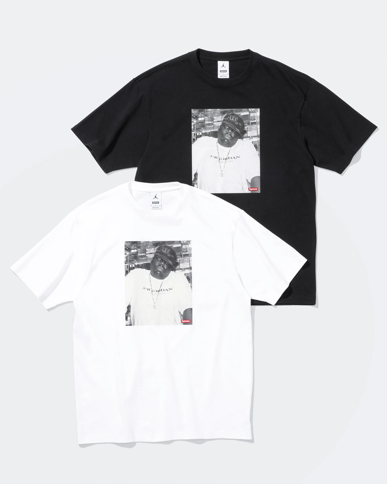 Supreme x Air Jordan Short Sleeve T-Shirt The Notorious BIG Black HJ8385-010 White HJ8385-100