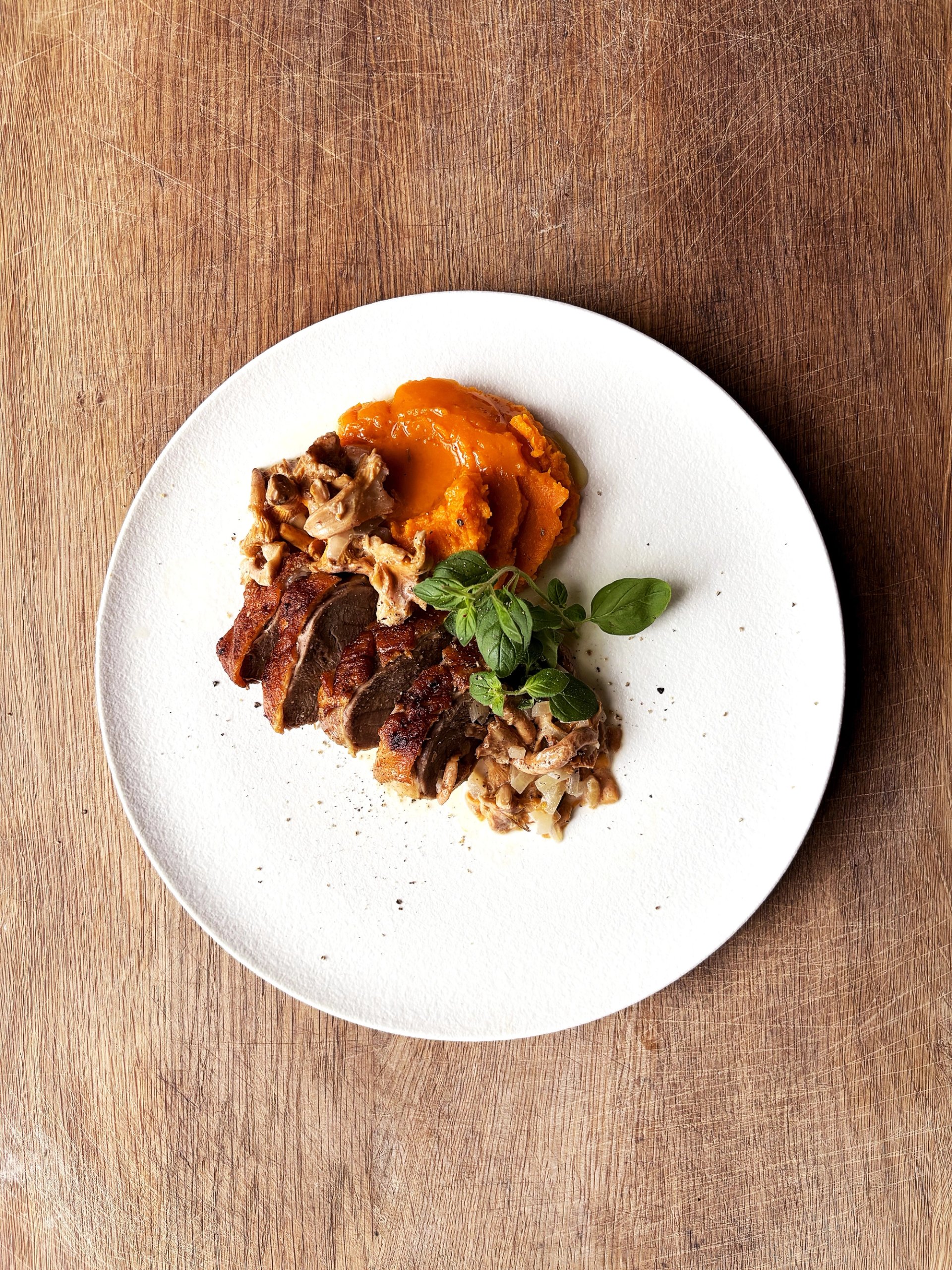 Kaczka z puree z dyni