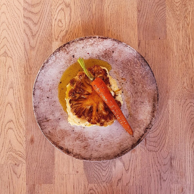 Kalafior na puree, z cwaną marchewką Kalafior na puree, z cwaną marchewką