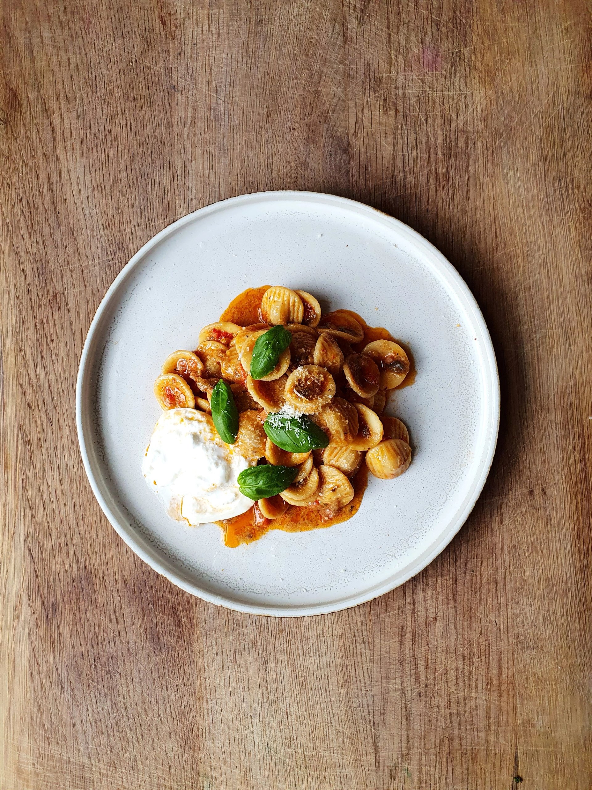 Orechiette, sos, bakłażan i papryka