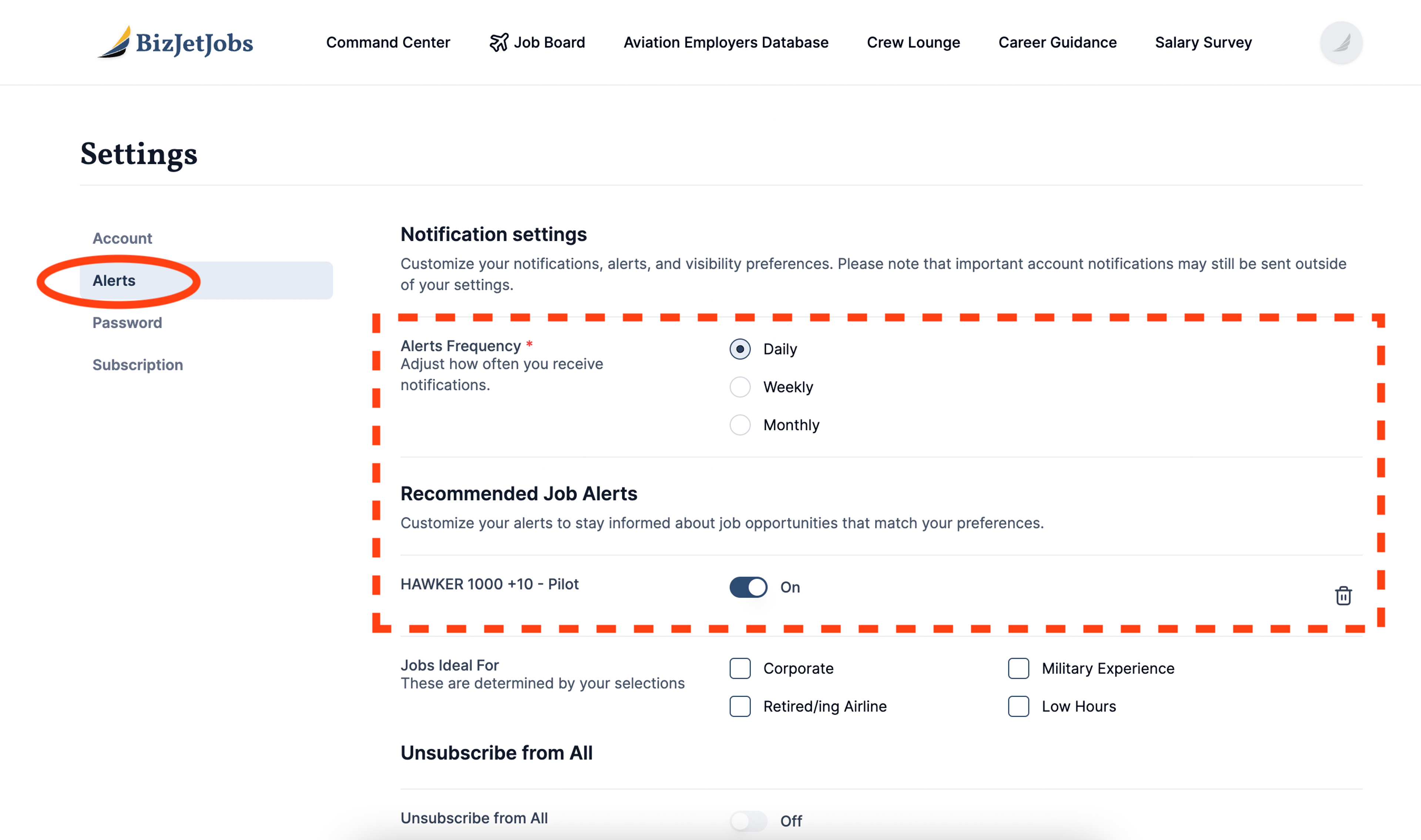 Adjust the frequency of your alerts under Profile>Settings>Alerts