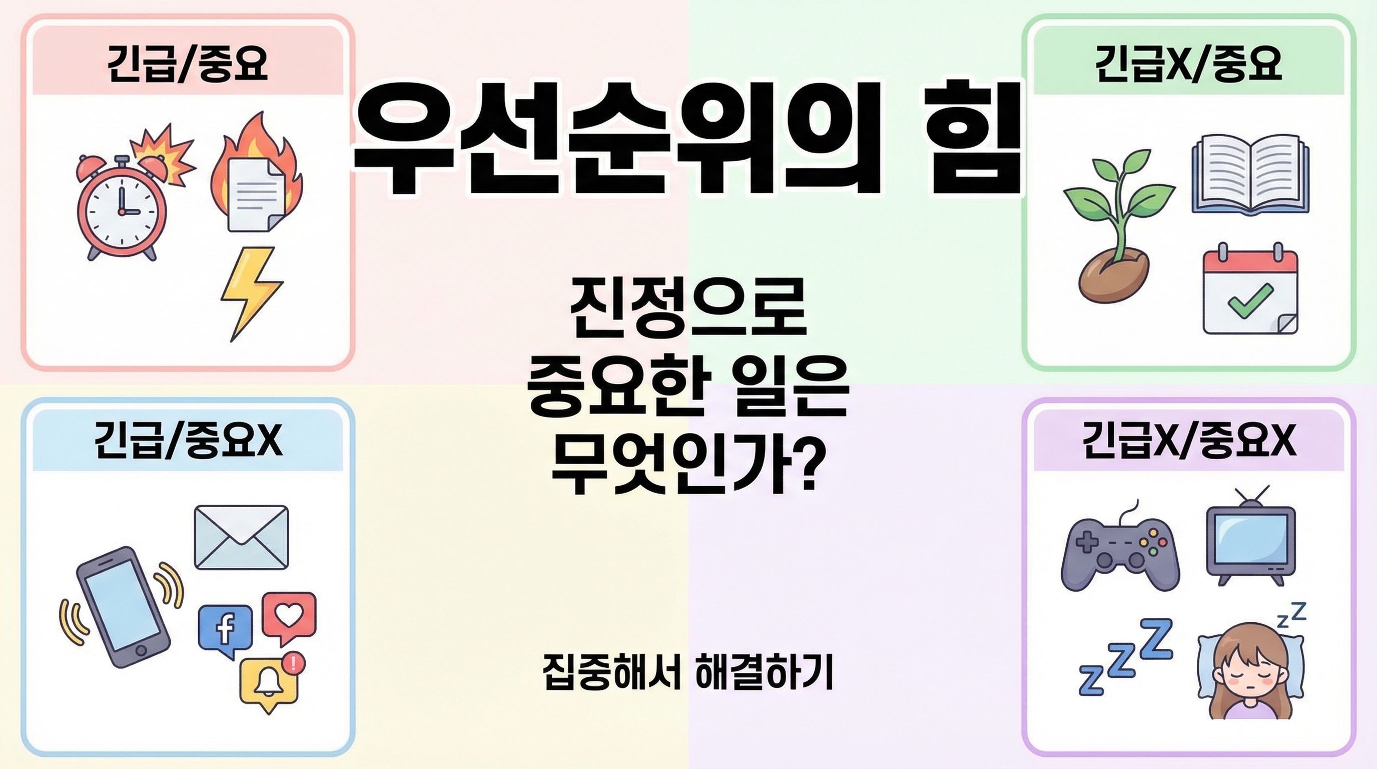 생산성을 높이는 시간 관리의 주요 개념 시각화
