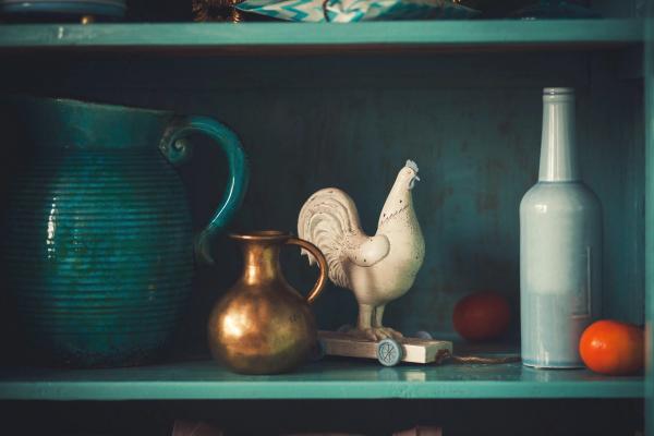 Antique vases on a shelf