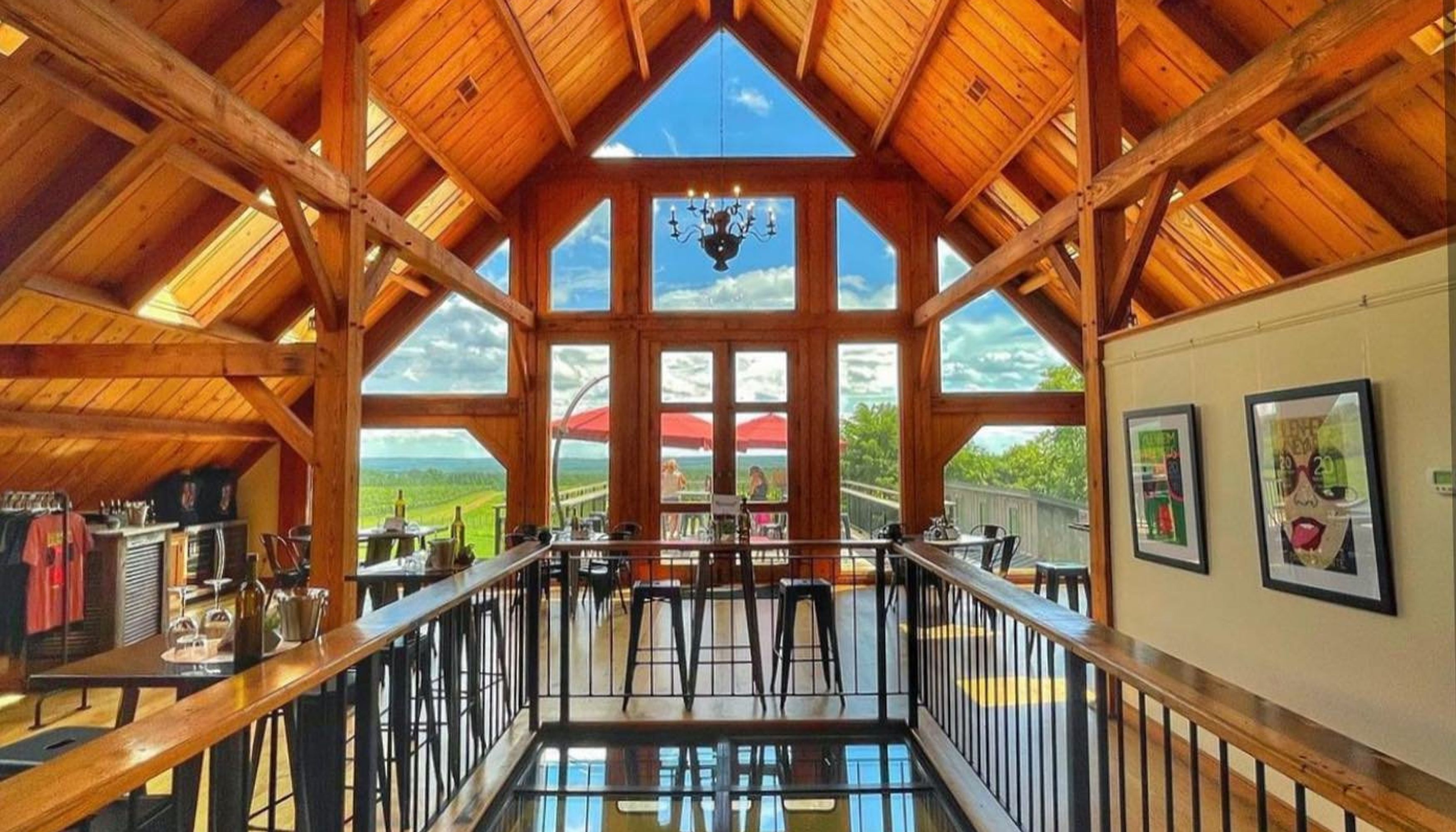 Blenhiem Vineyard tasting room filled with wood ceilingsundefined