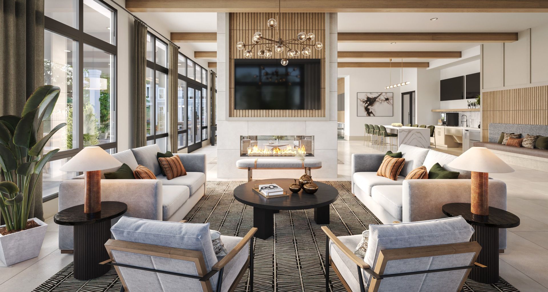 Clubhouse with fireplaceundefined