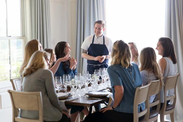 group of women at a wine tasting