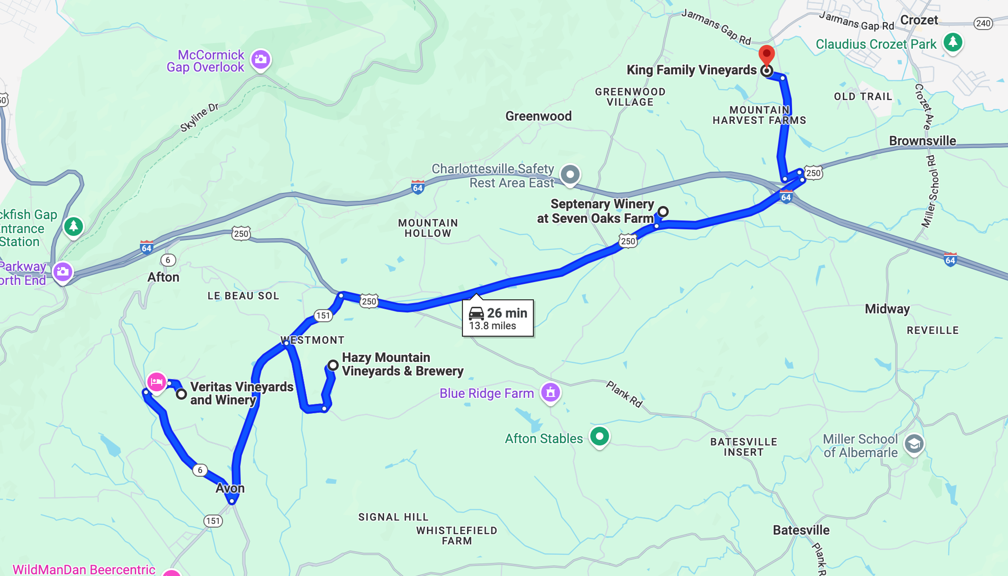 Google maps route for wine itineraryundefined