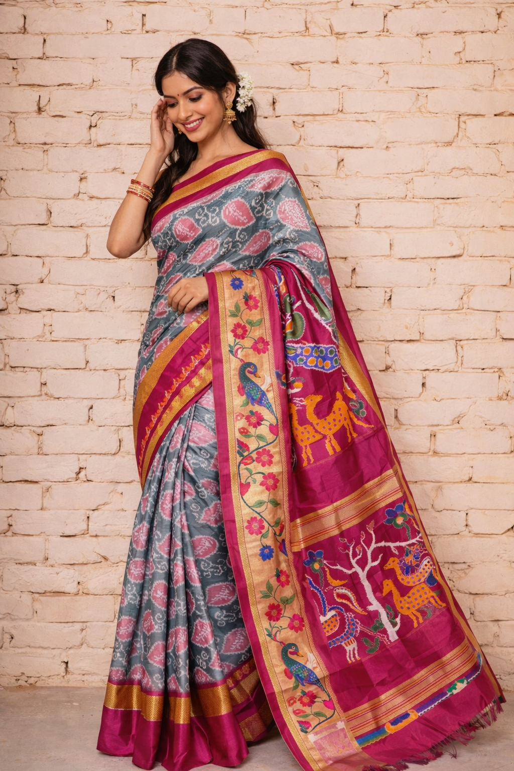 Designer Pochampally Double Ikat Silk Saree