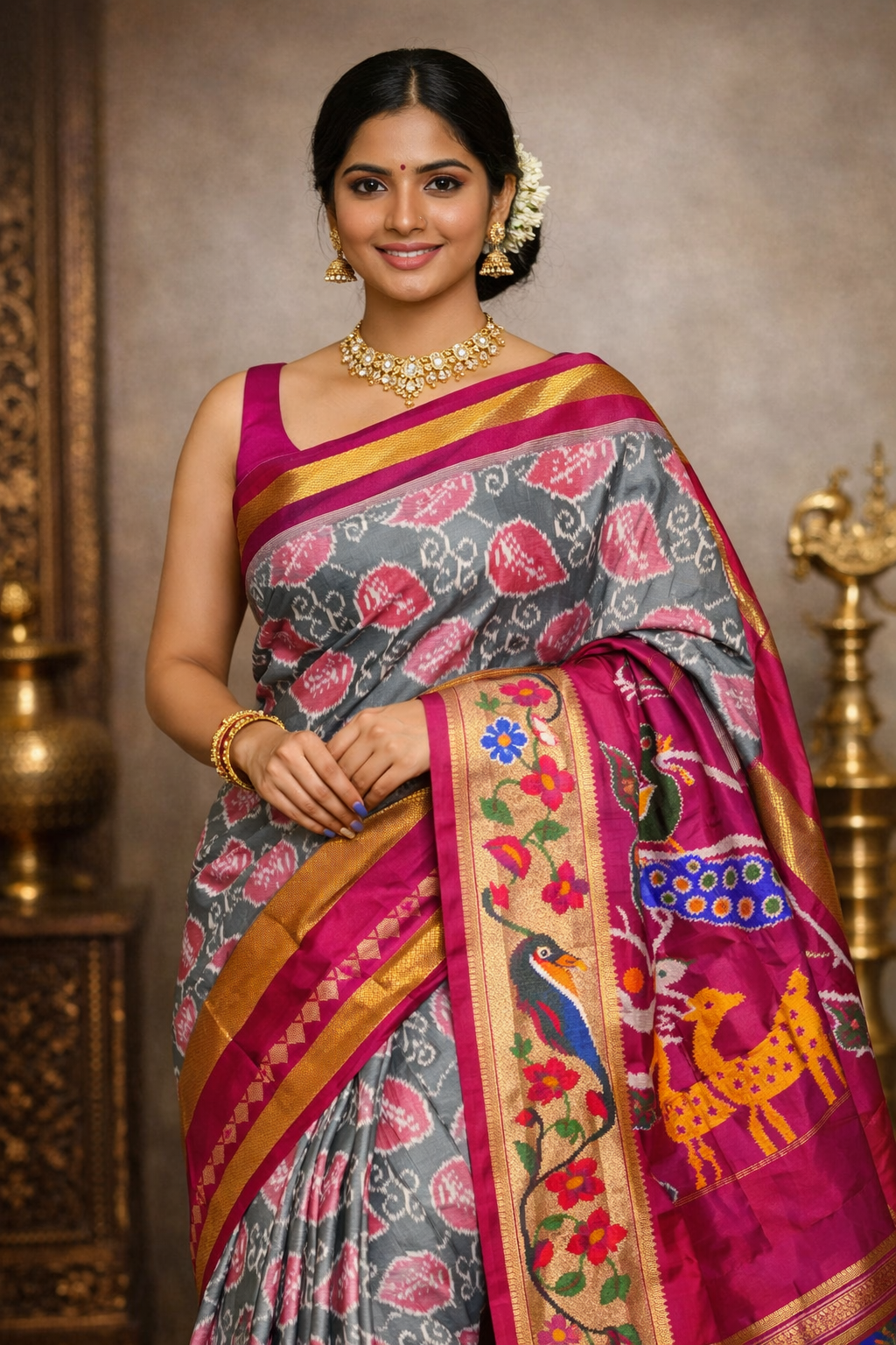 Designer Pochampally Double Ikat Silk Saree