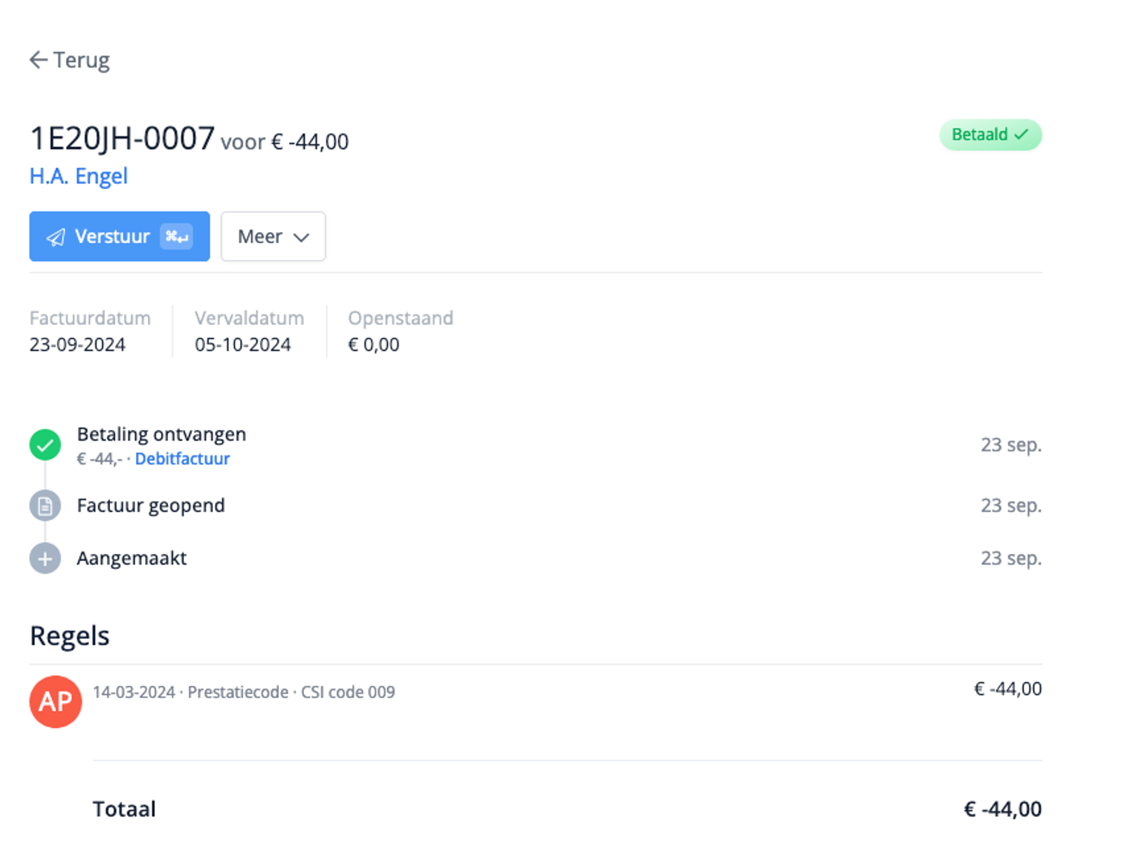 Creditfactuur betalen