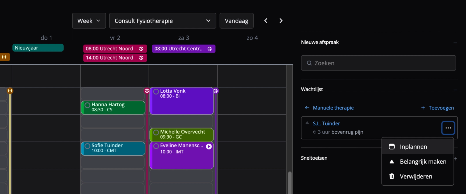 Vanuit de wachtlijst patiënten inplannen in Flux