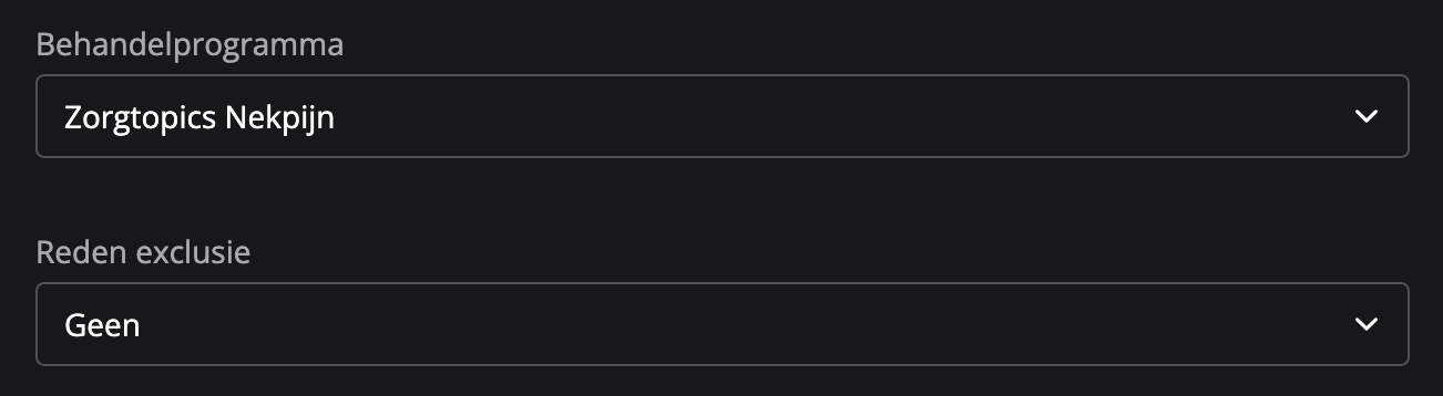 Zorgtopics behandelprogramma selecteren