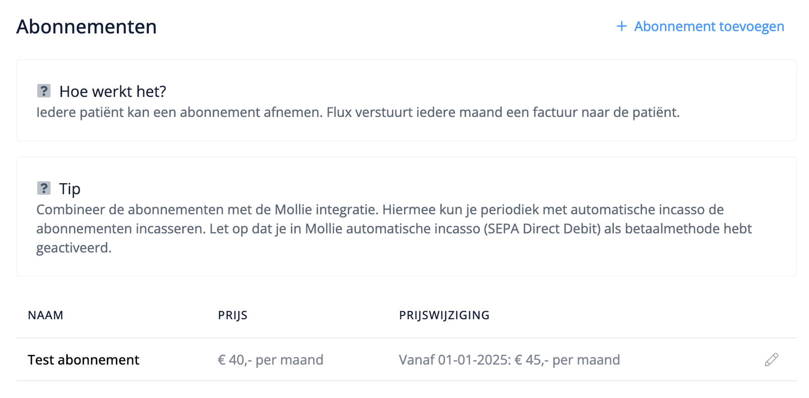 Prijswijzingen plannen in Flux om in de toekomst door te voeren