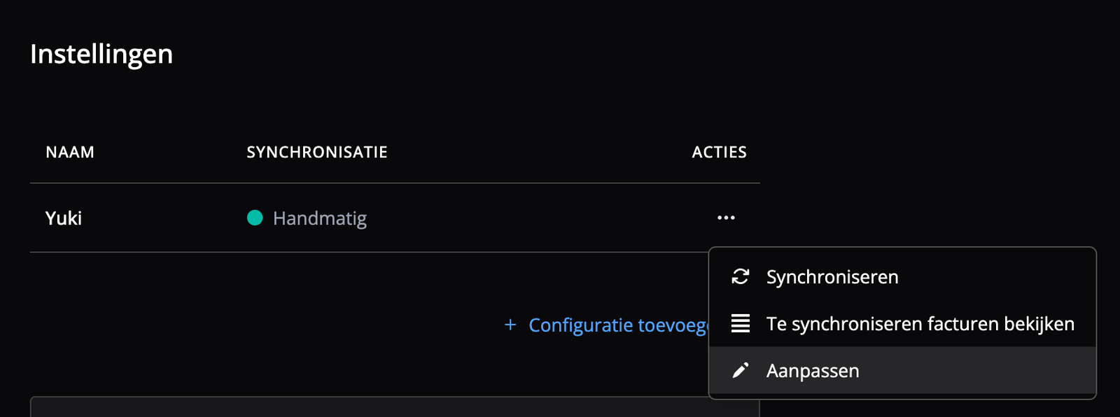 Instellingen van de Yuki koppeling aanpassen
