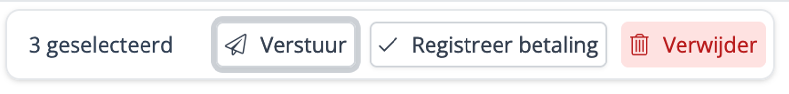 Versturen van facturen vanuit het actienemu