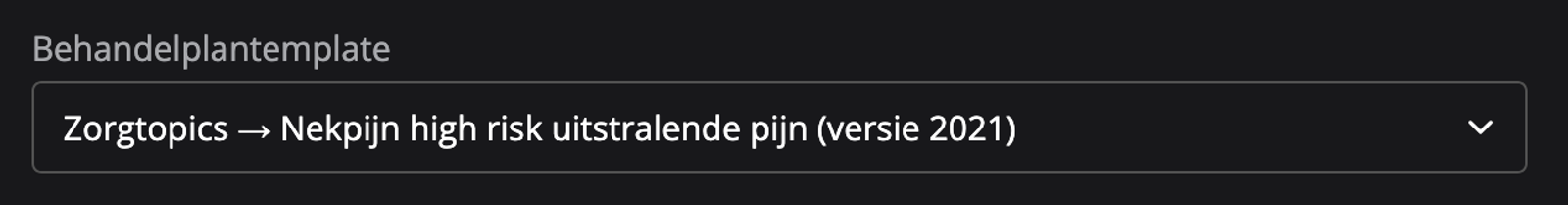 Zorgtopics behandelplan template selecteren