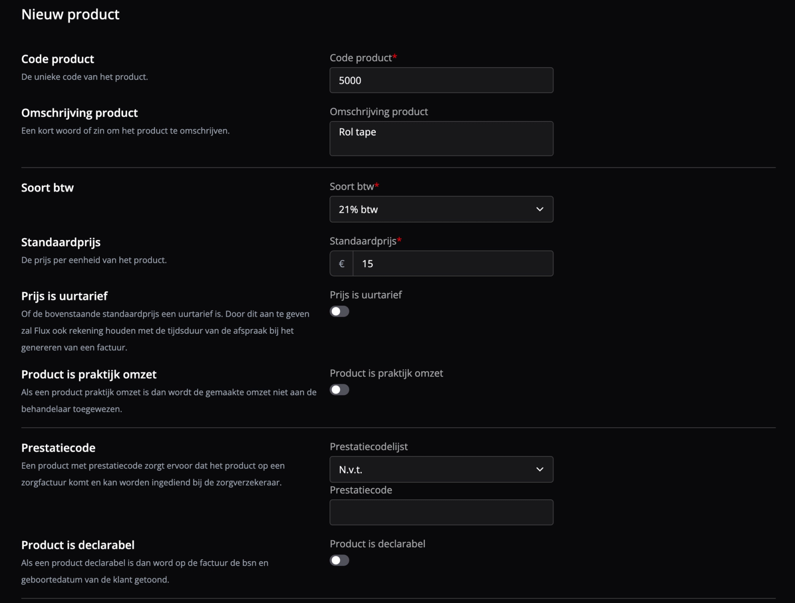 Een nieuw product aanmaken is gemakkelijk en simpel met veel uitleg