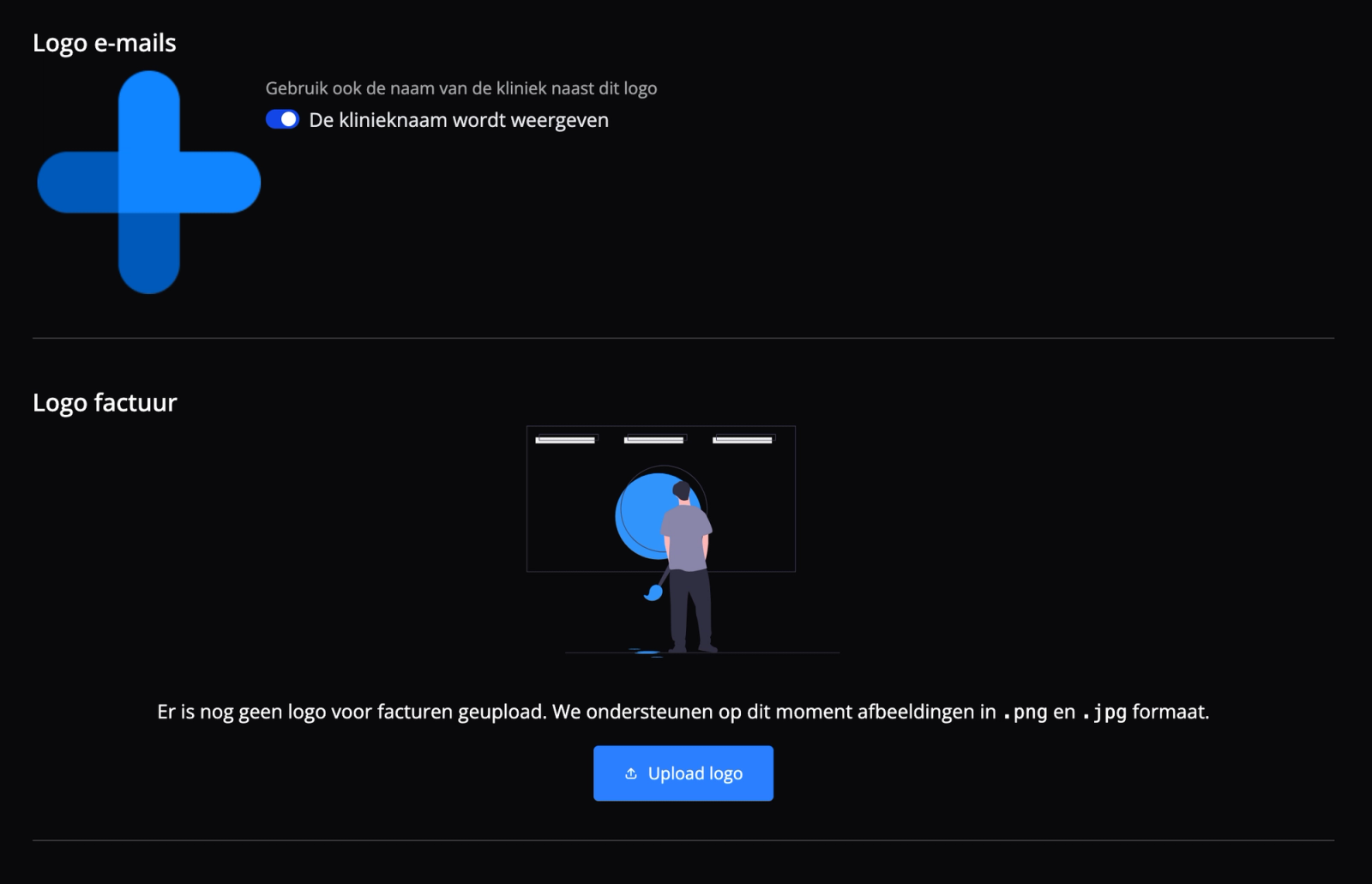 Upload je logo's voor e-mails, facturen en brieven