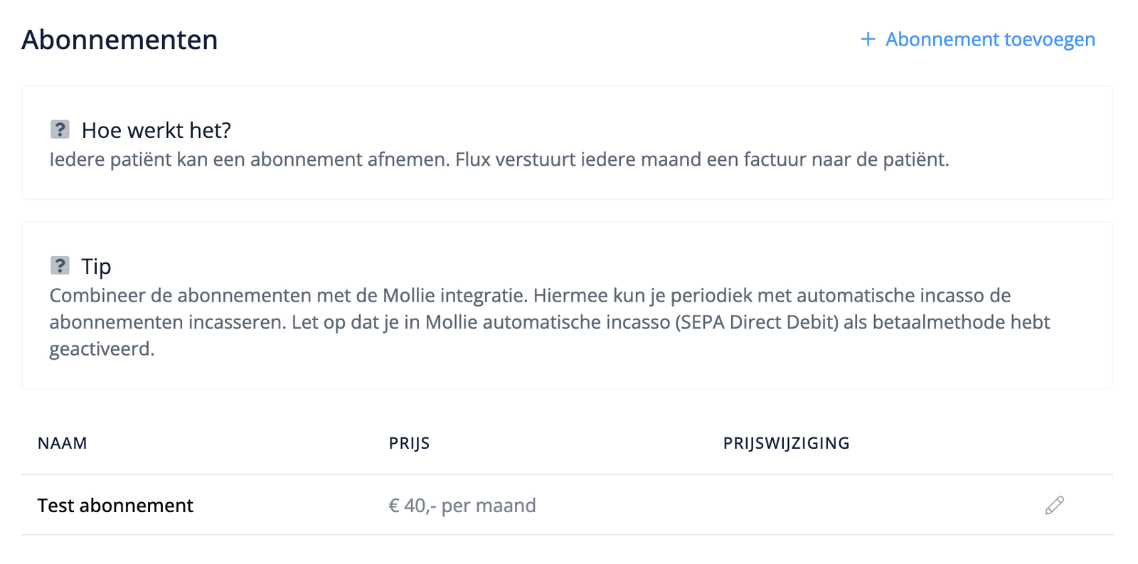 Aanpassen van een abonnement in Flux