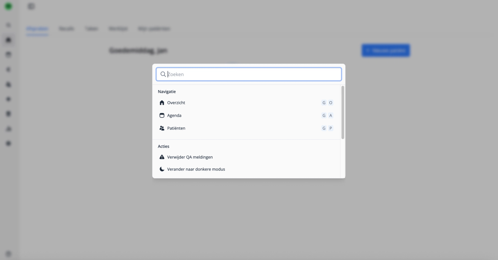 Command menu in Flux