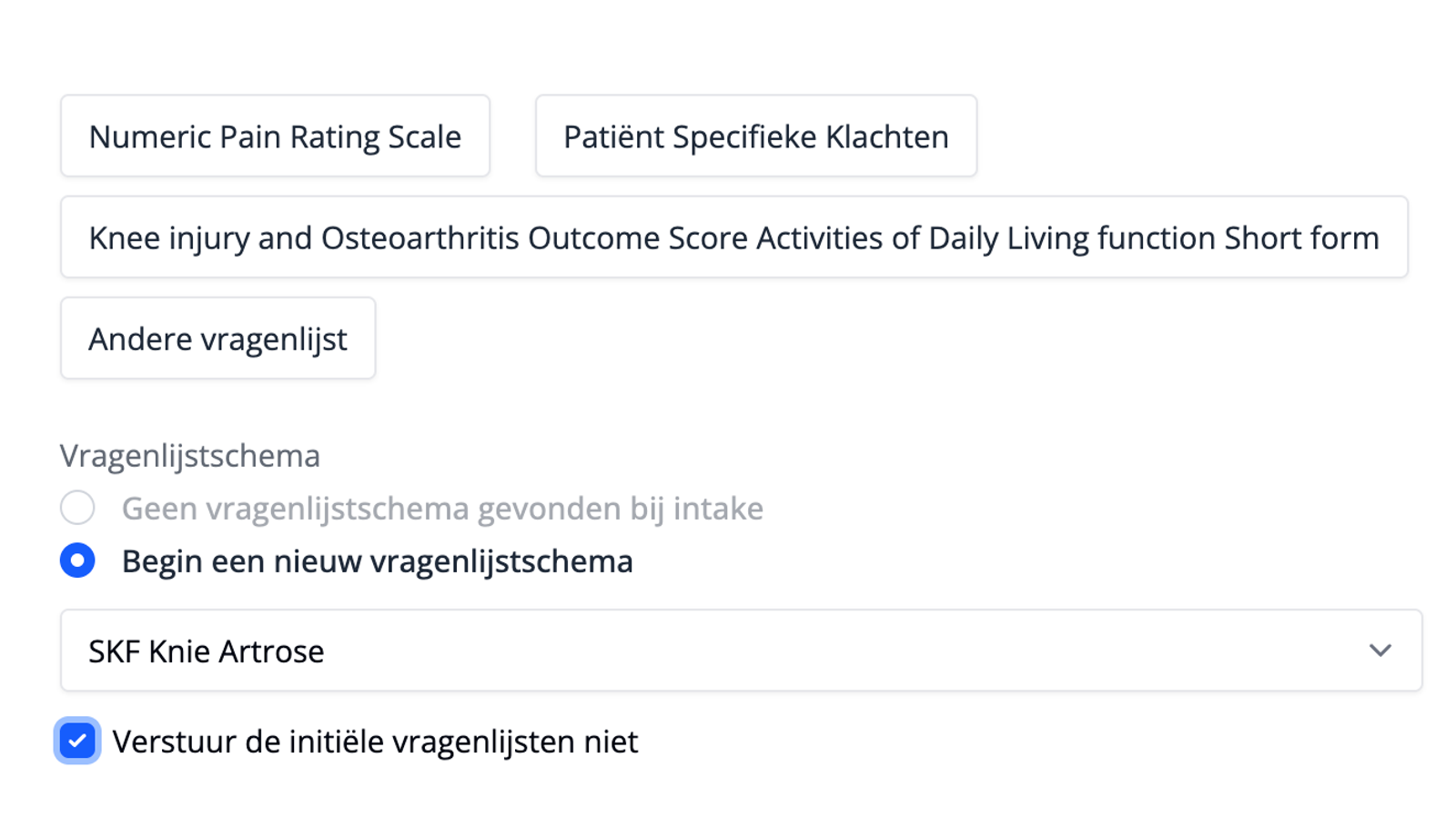 Vragenlijsten tijdens de intake