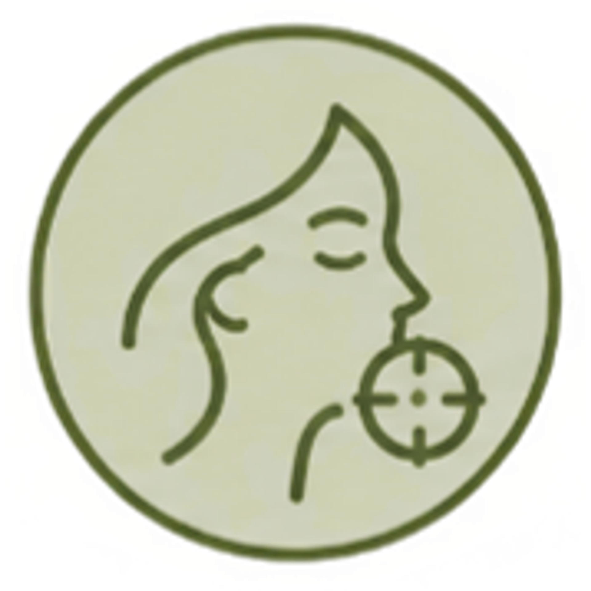 A face in profile with a target on the jawline.