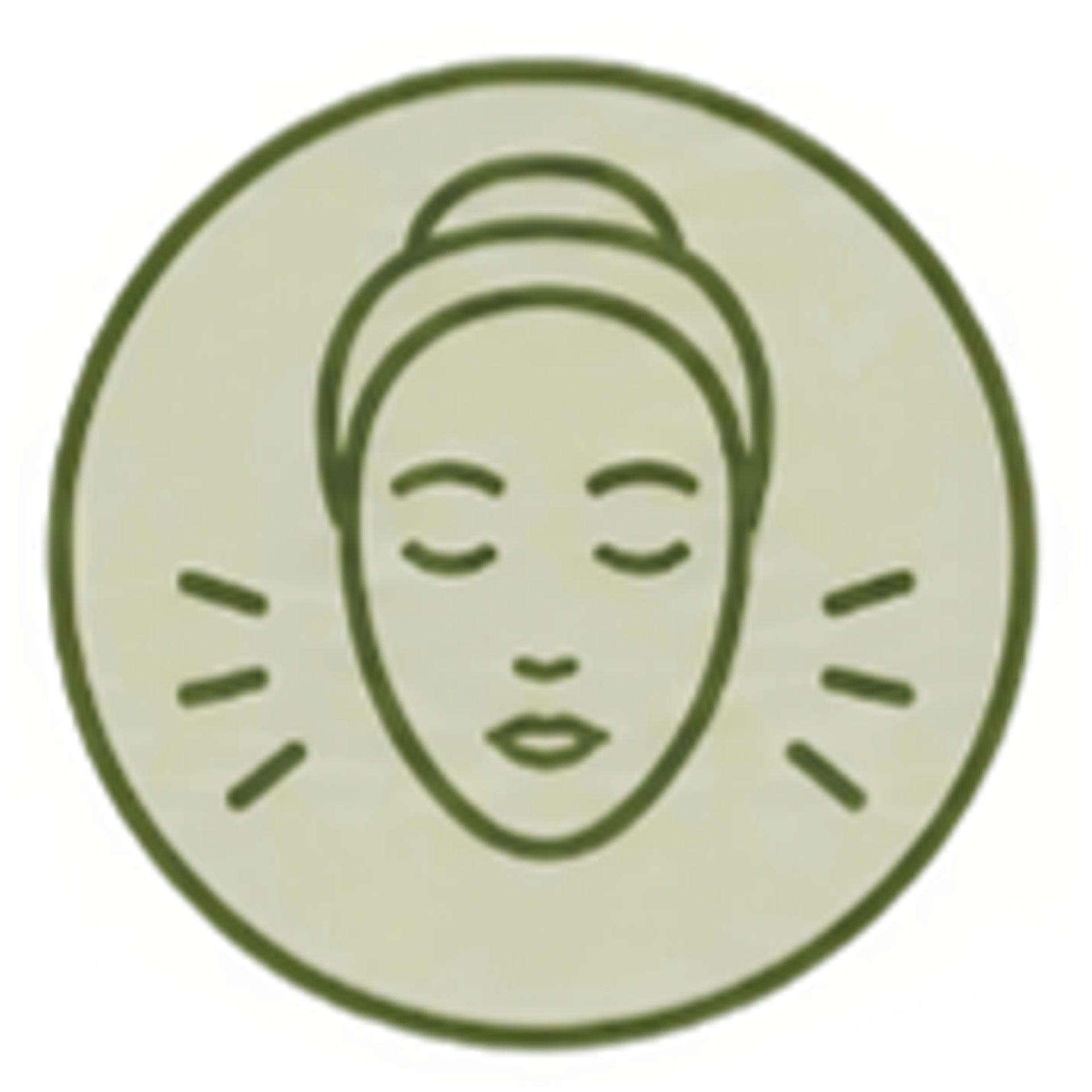 A calm face with radiating lines.