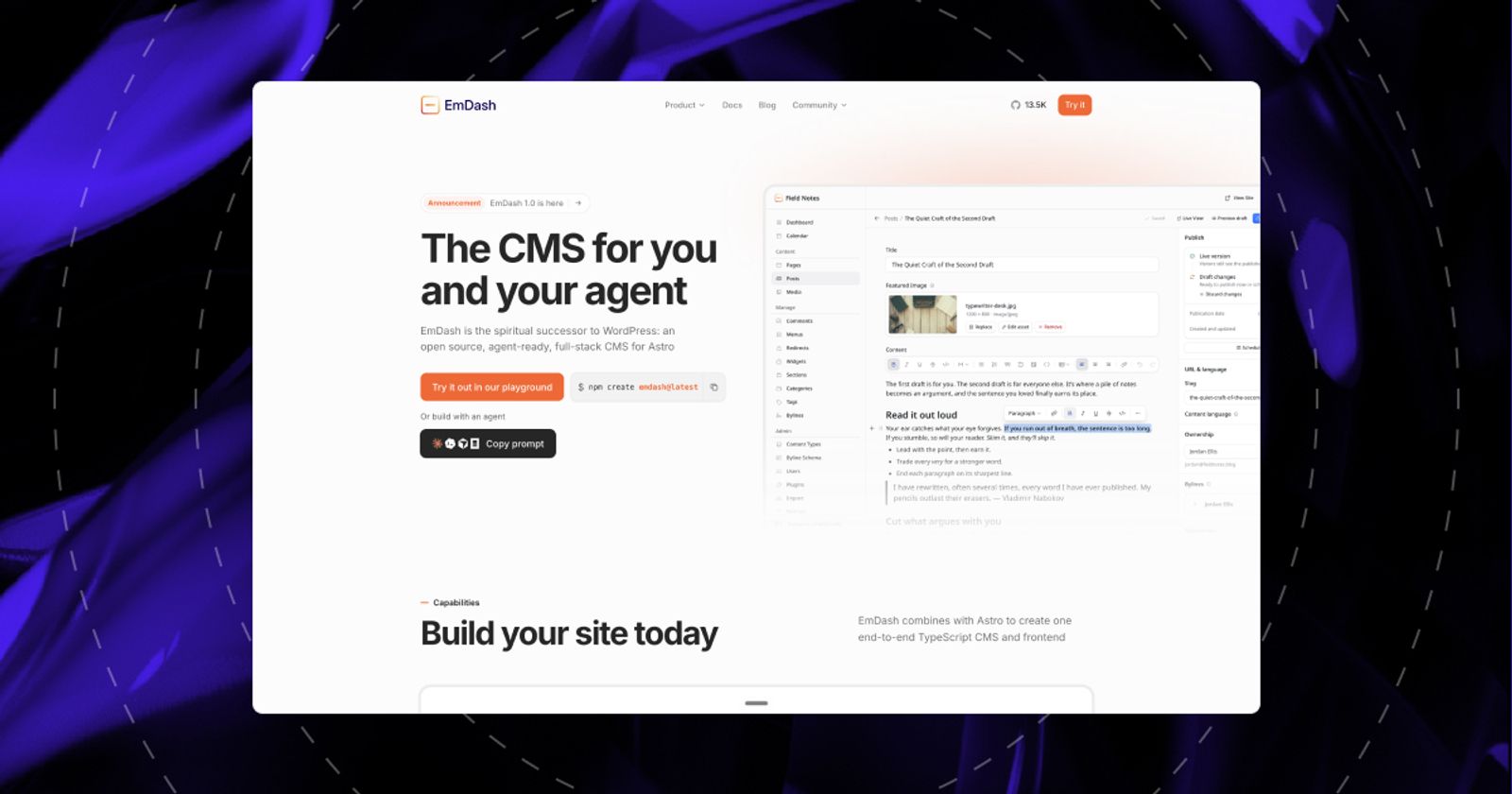 EmDash CMS from Cloudflare: a CMS built on Astro that runs inside the Astro app