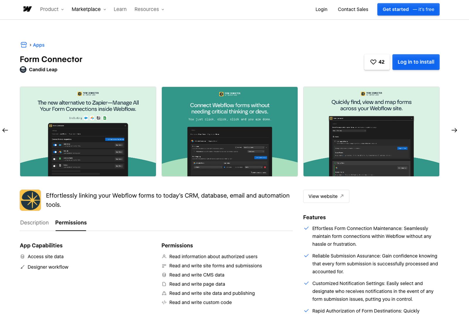Form Connector Webflow App