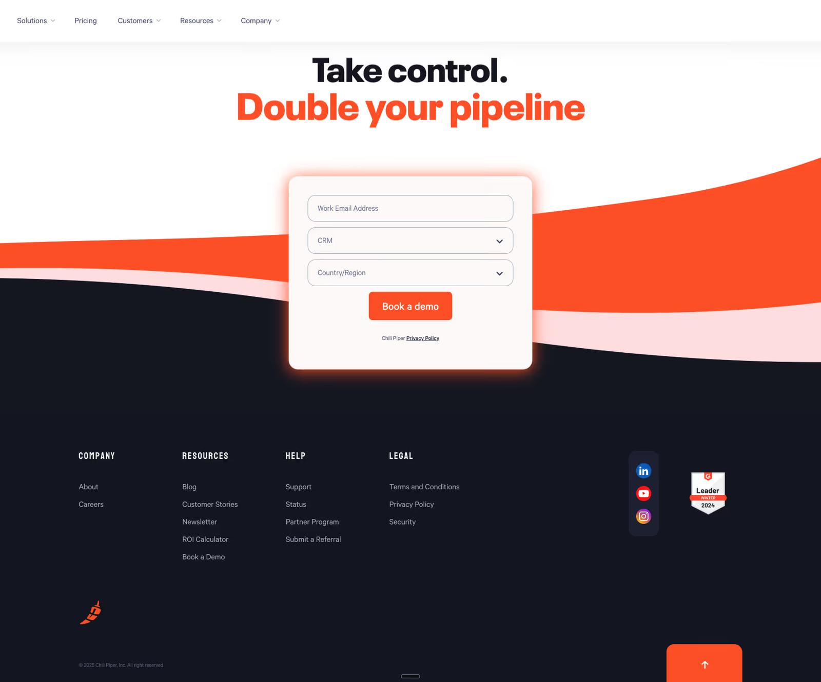Website footer example #4: Chili Piper