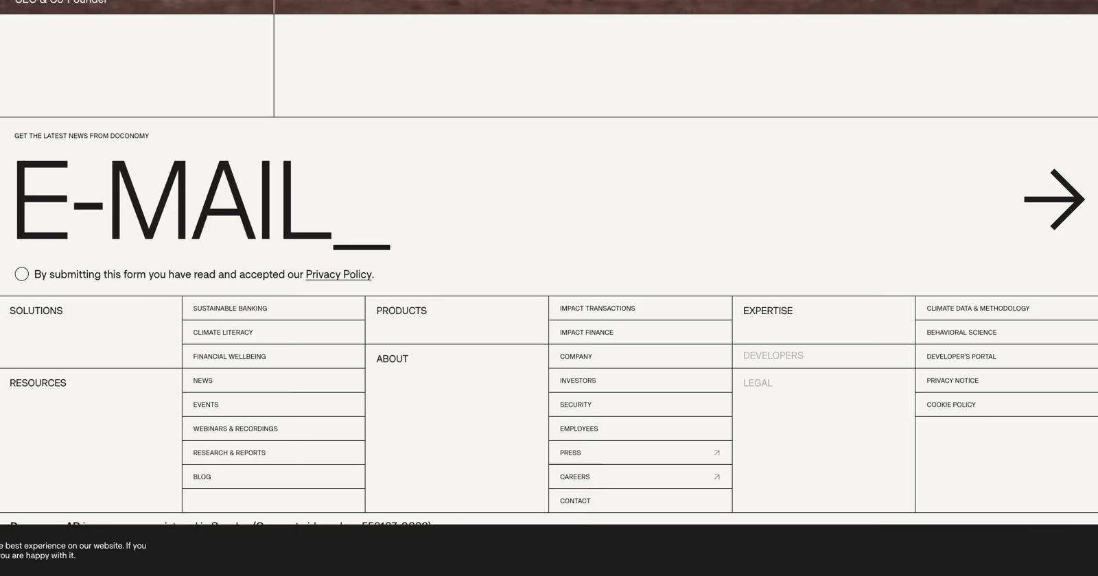 Website footer example #17: Doconomy