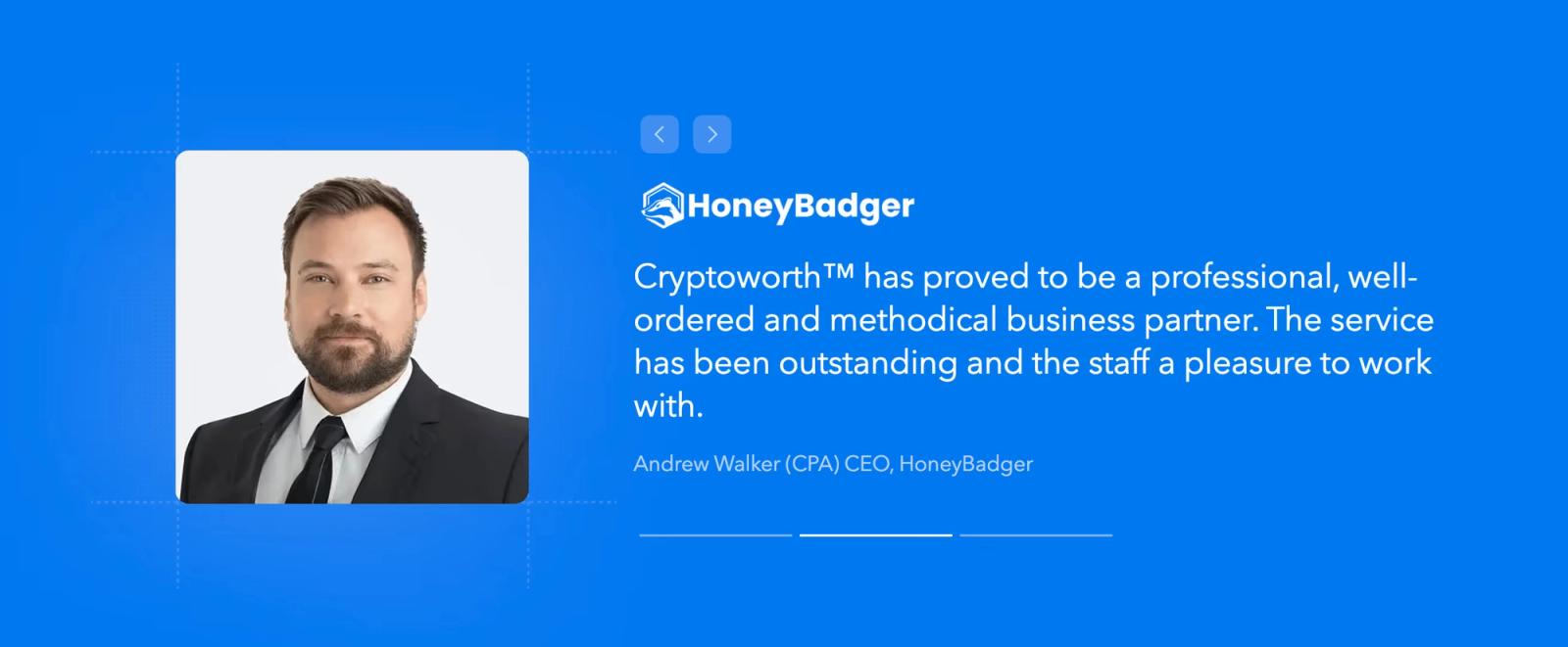 Testimonial Example from Cryptoworth