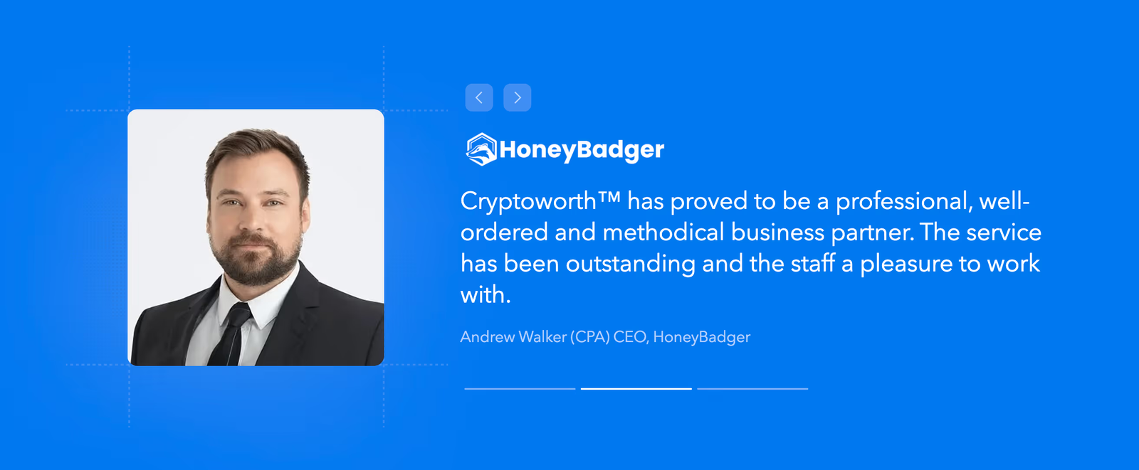 Testimonial Example from Cryptoworth