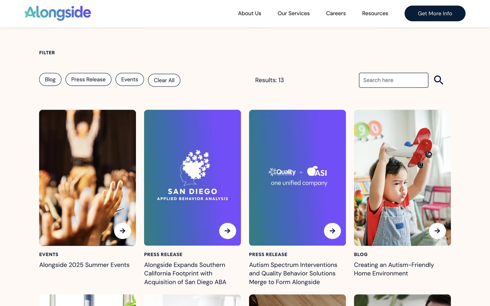 Alongside — Accessible Resource Center Filtration and Pagination