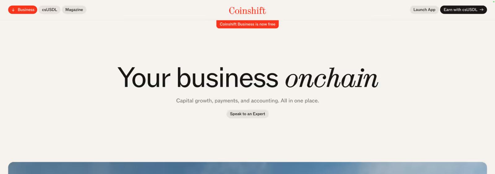 Webflow Centered Navigation Bar: Coinshift Example