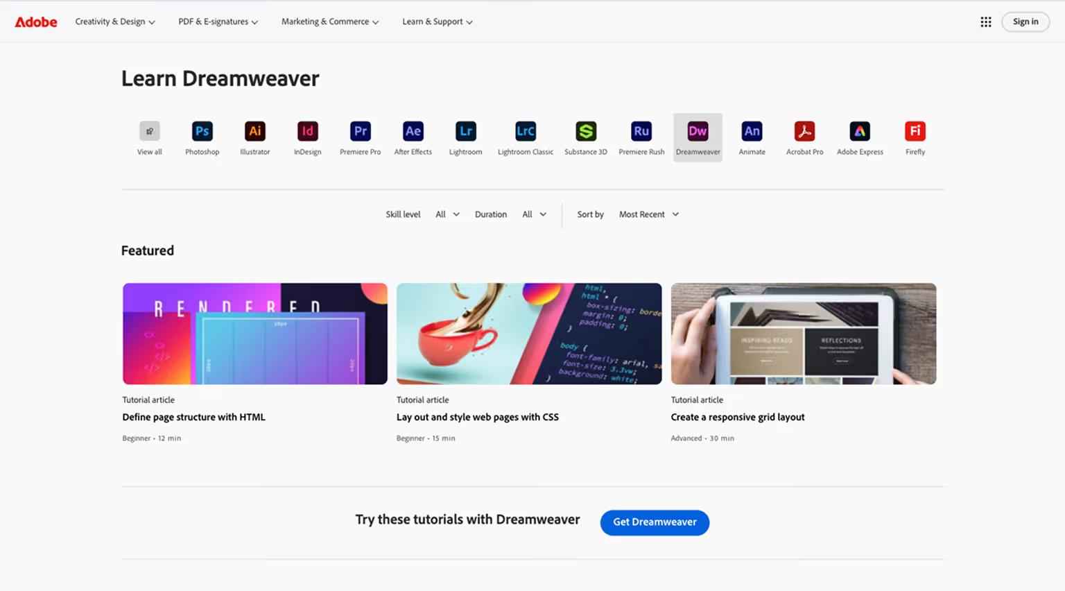 Dreamweaver's Support Center