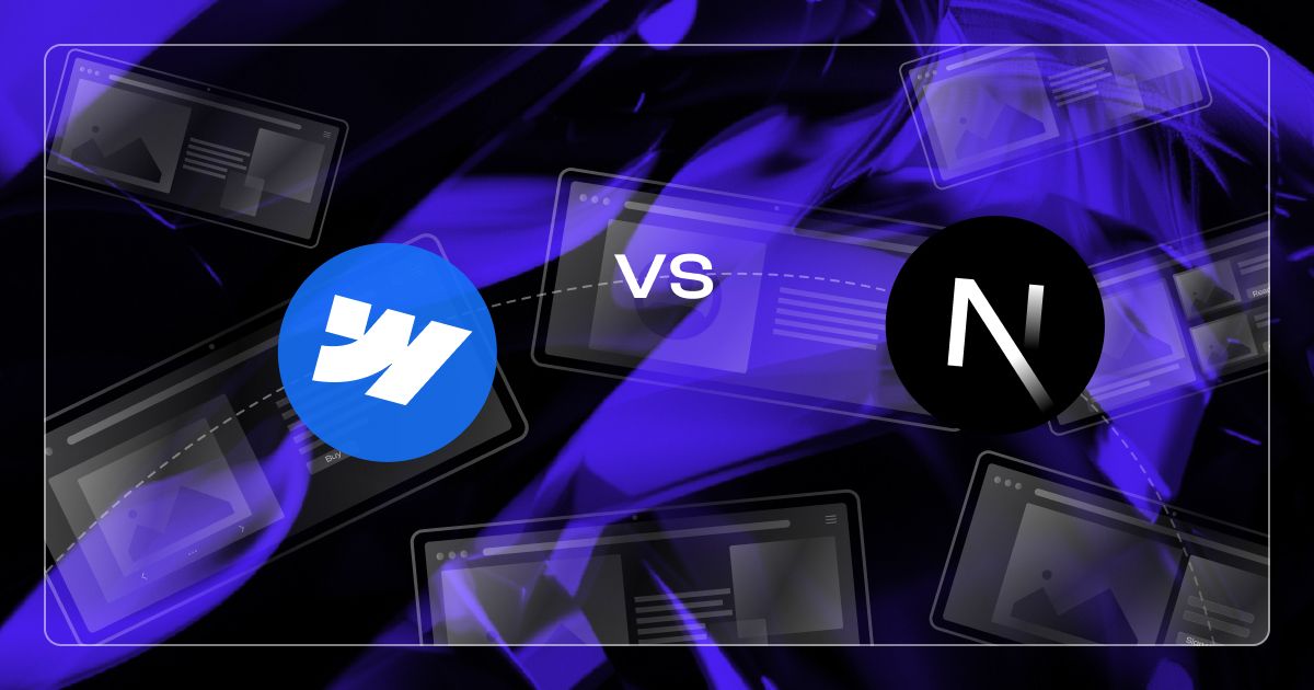 Webflow vs Next.js comparison illustration
