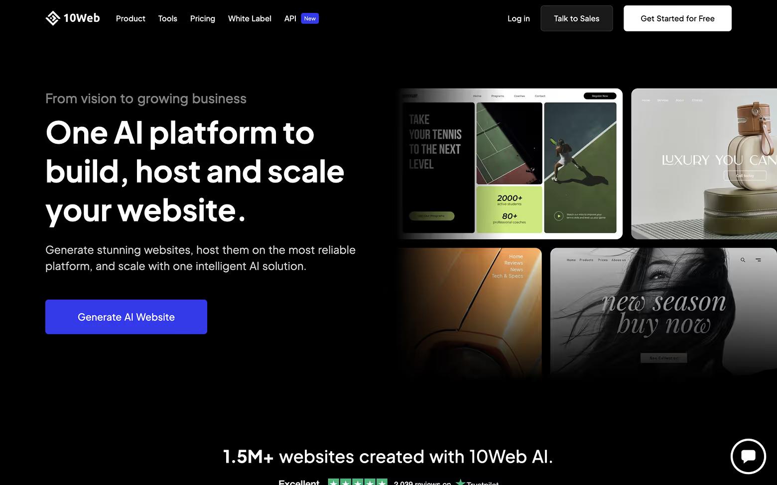 AI Website Example 22: 10Web.io